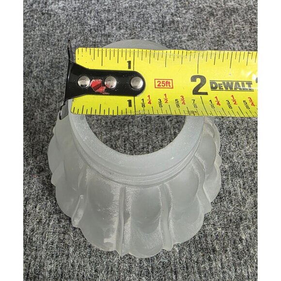 Frosted Glass Lampshade Ribbed Design 4.25 Inch Scalloped Edge 1.75 Fitter - Picture 2 of 5